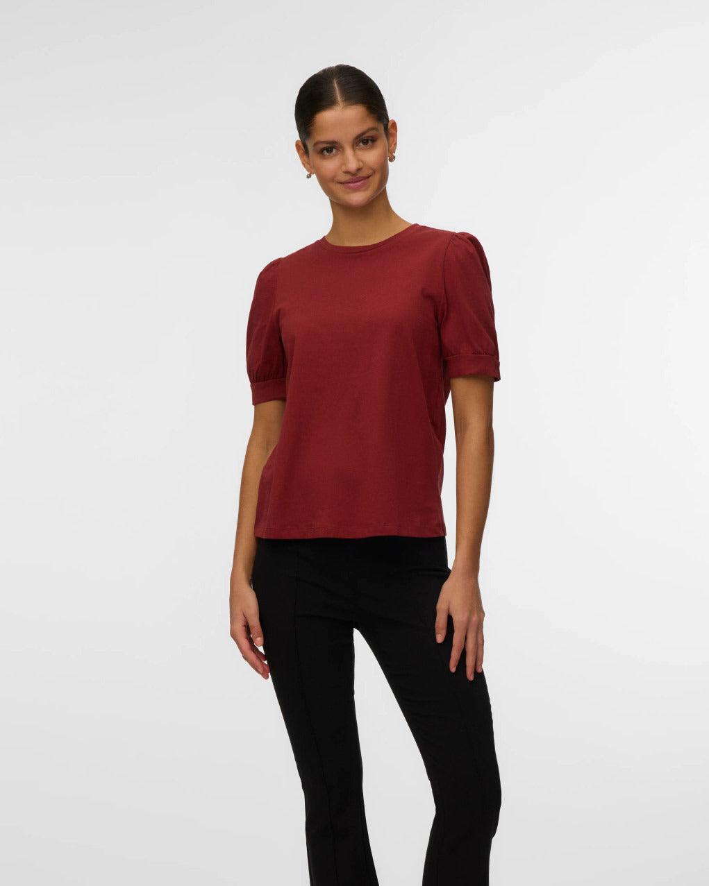 The Kerry Half Volume Sleeve Top: Russet Brown