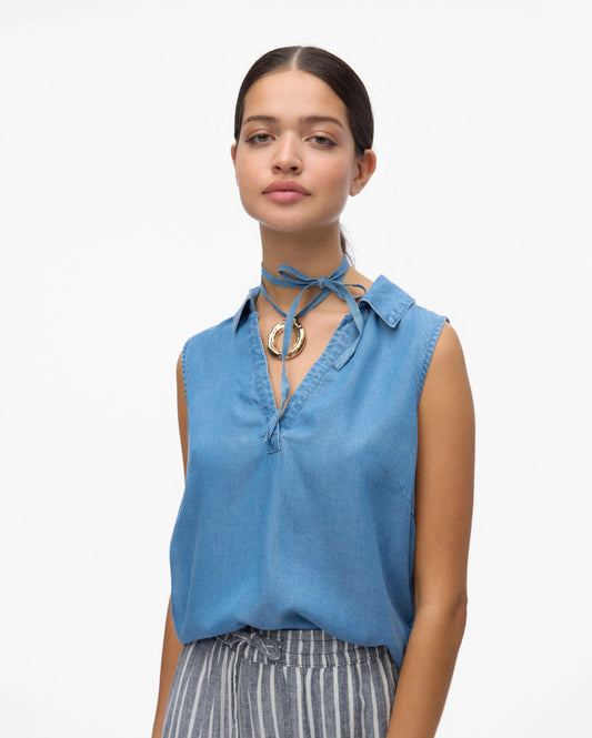 The Harper Collar Tencel Top