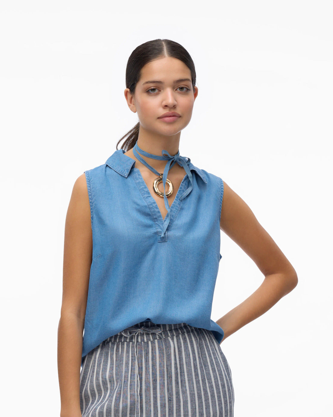 The Harper Collar Tencel Top