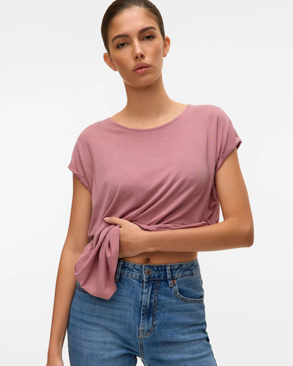 The Ava Plain Top: Nostalgia Rose