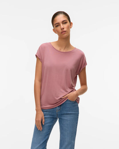 The Ava Plain Top: Nostalgia Rose