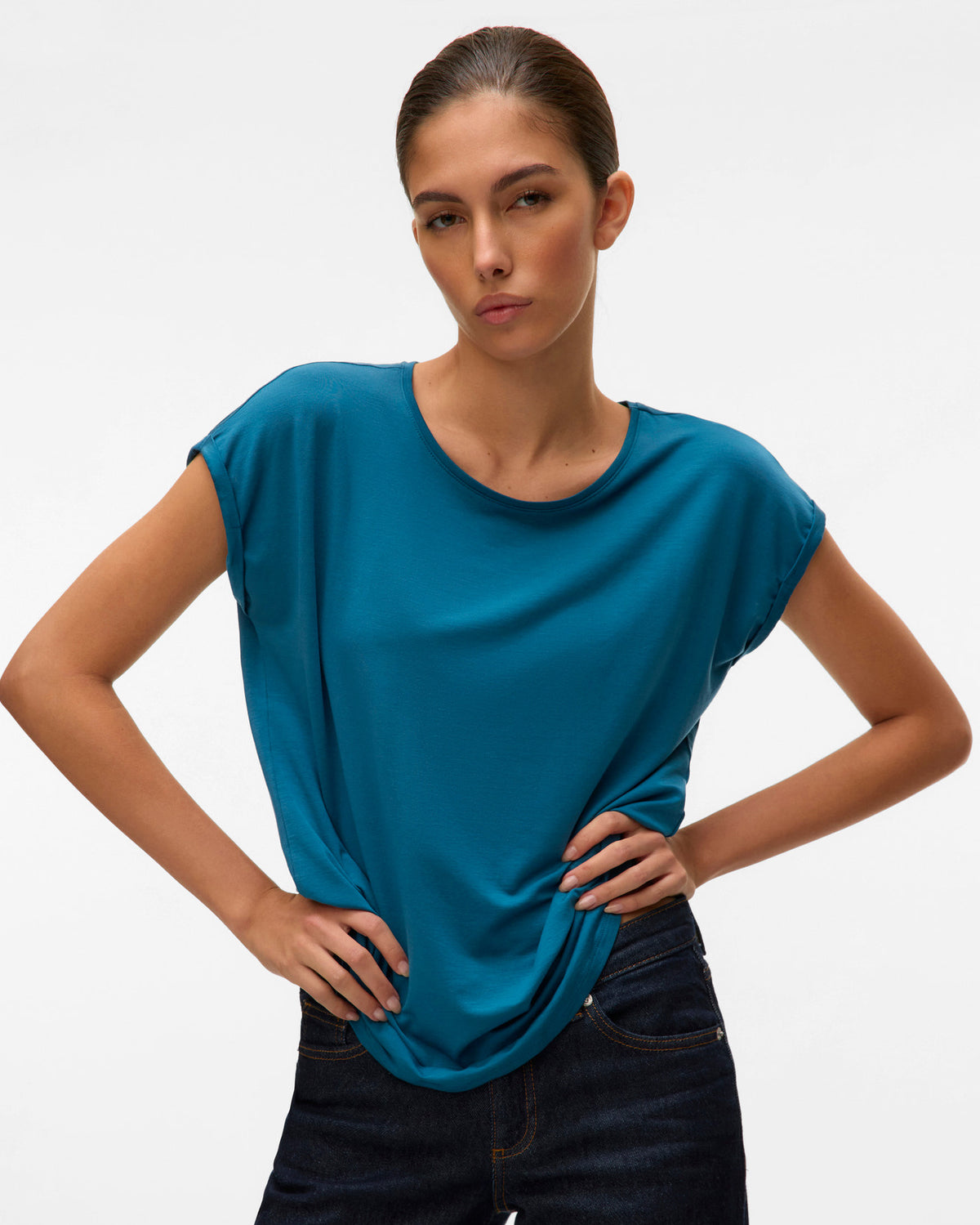 The Ava Plain Top: Moroccan Blue
