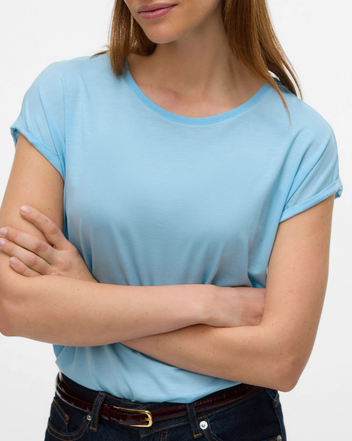 The Ava Plain Top: Airy Blue
