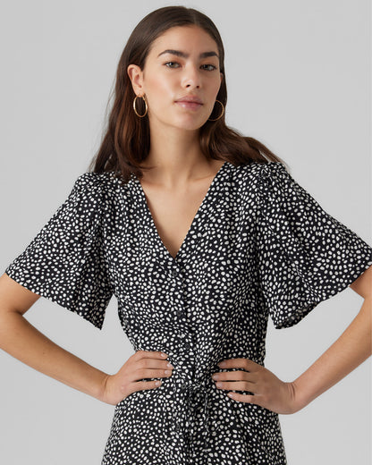 The Alba Polka-Dot Short Sleeve Dress