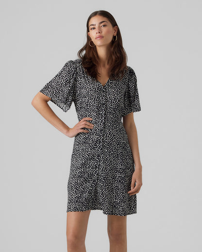 The Alba Polka-Dot Short Sleeve Dress