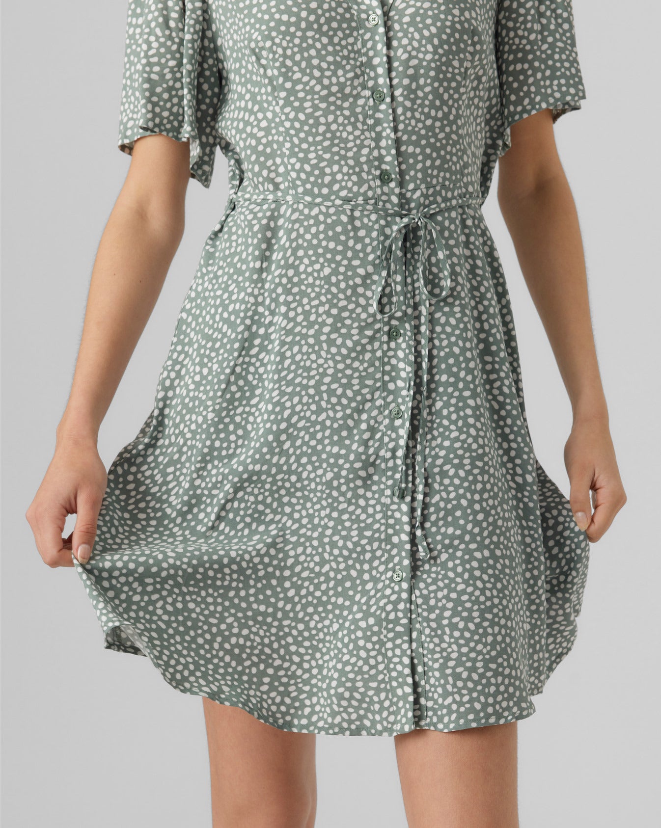The Alba Polka-Dot Short Sleeve Dress