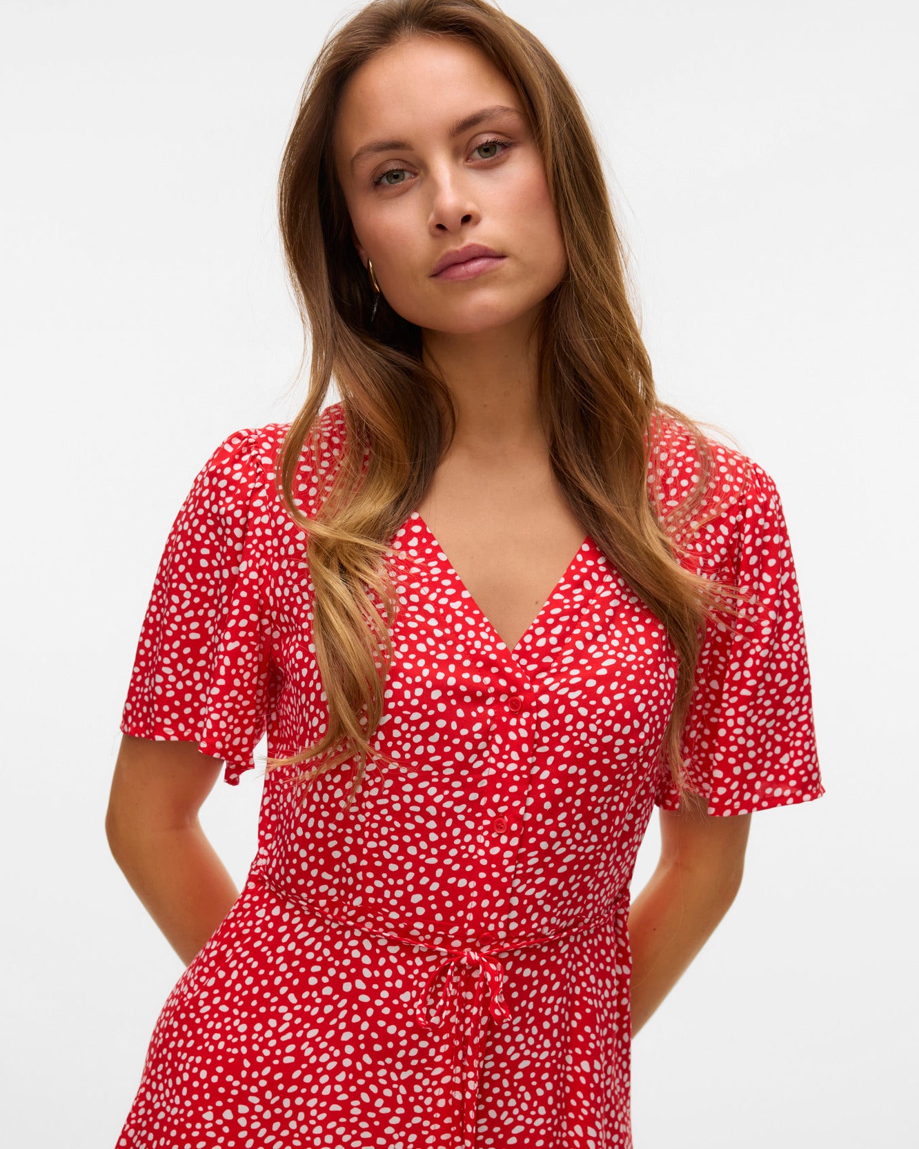 The Alba Polka-Dot Short Sleeve Dress