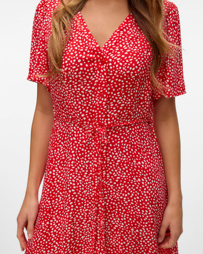The Alba Polka-Dot Short Sleeve Dress