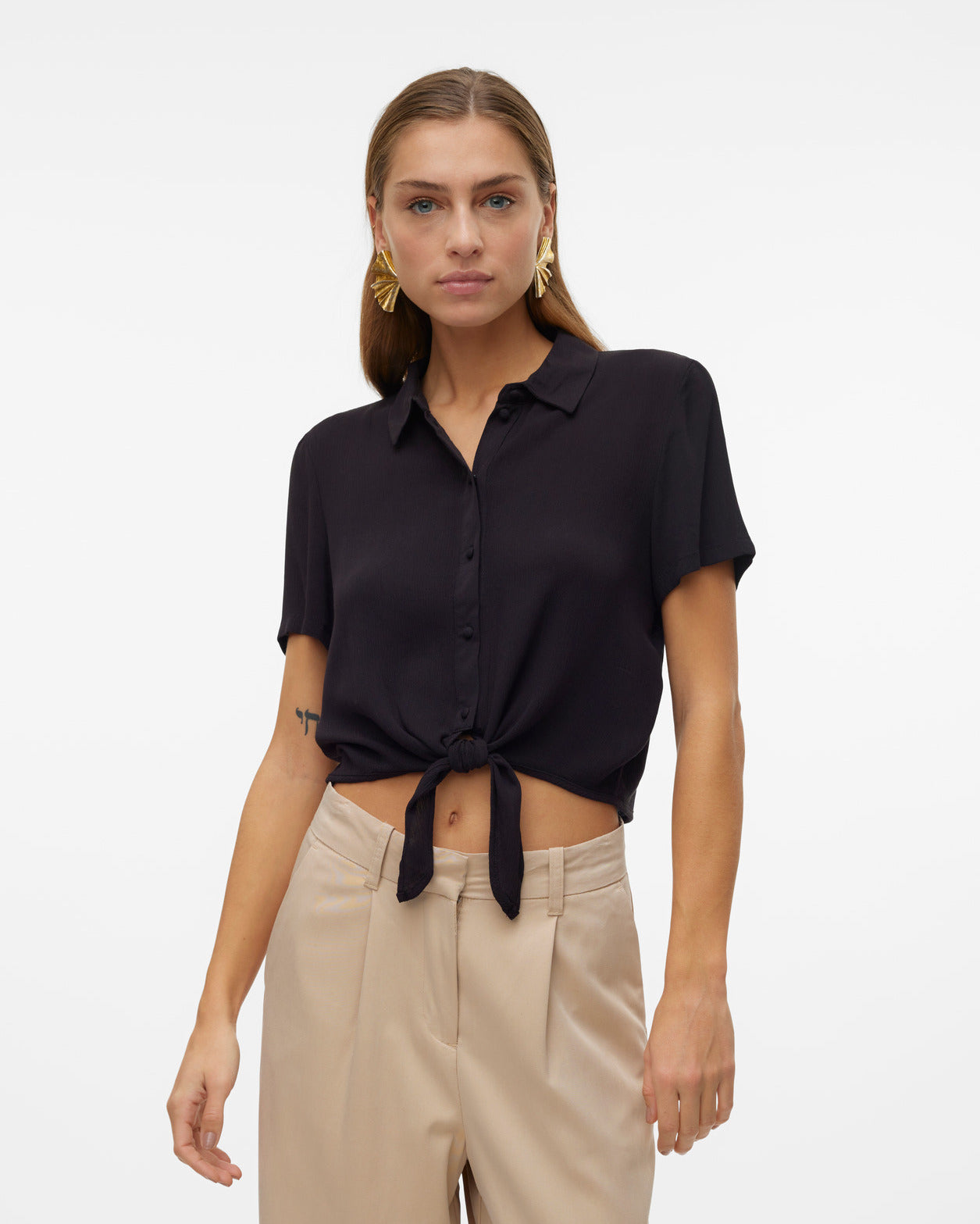 The Menny Tie Short Sleeve Blouse