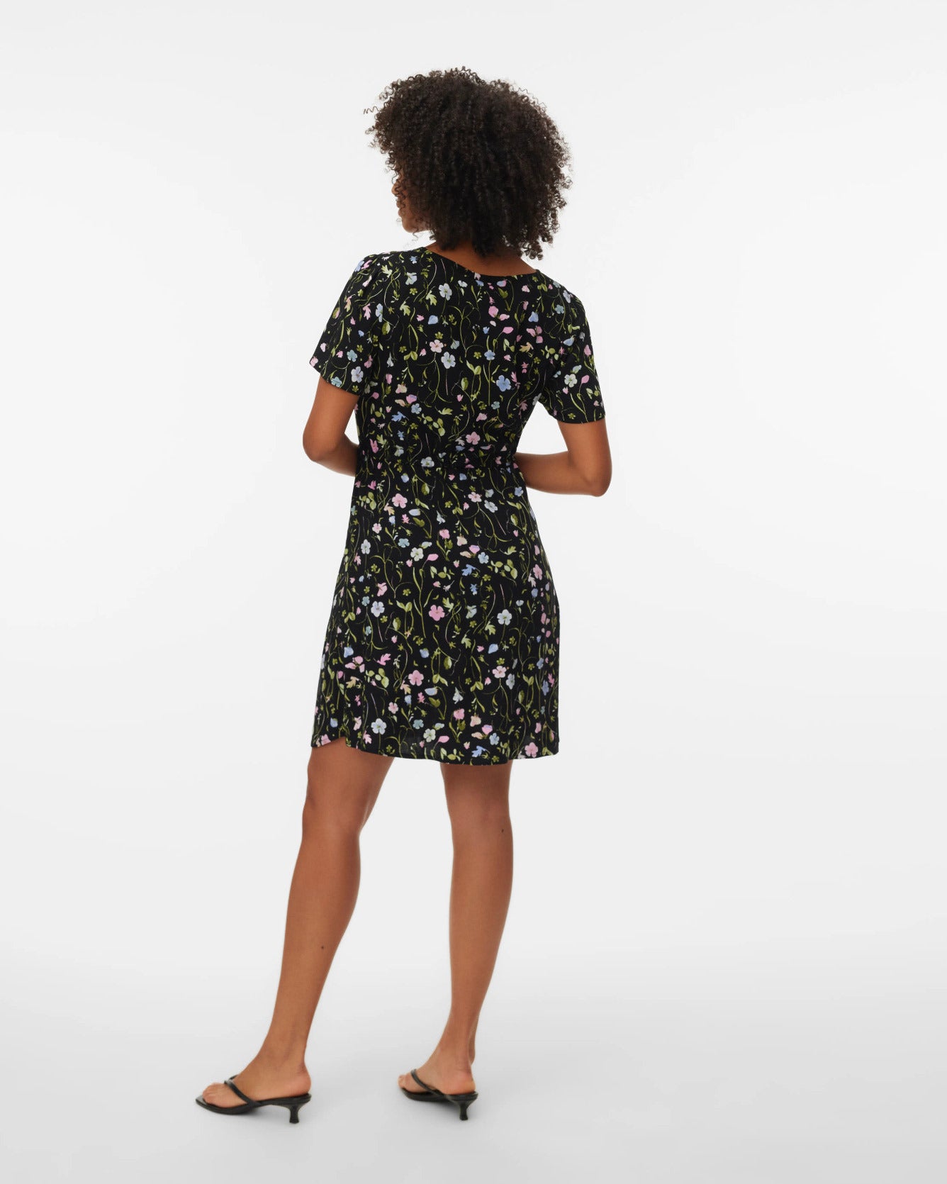 The Easy Joy Short Black Floral Shirt Dress