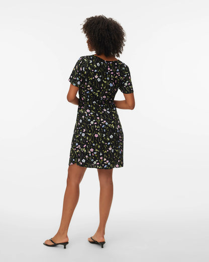 The Easy Joy Short Black Floral Shirt Dress