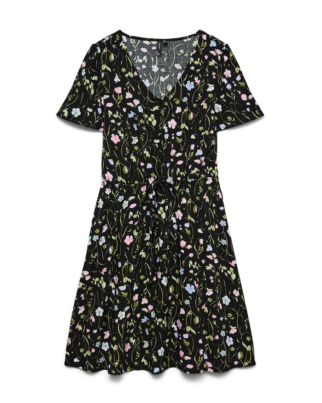 The Easy Joy Short Black Floral Shirt Dress