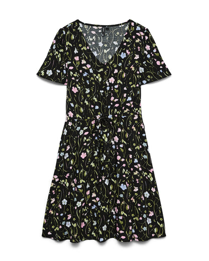 The Easy Joy Short Black Floral Shirt Dress