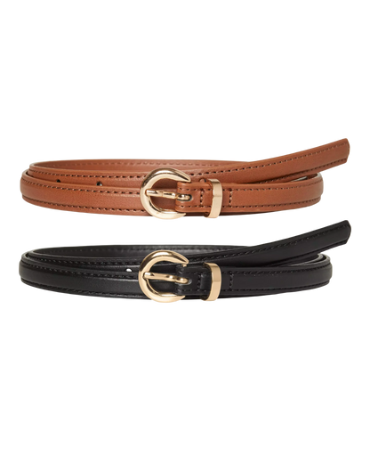 The 2 Pack Katja Belts: Brown + Black