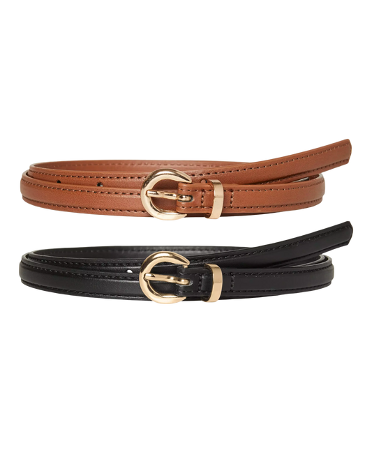 The 2 Pack Katja Belts: Brown + Black