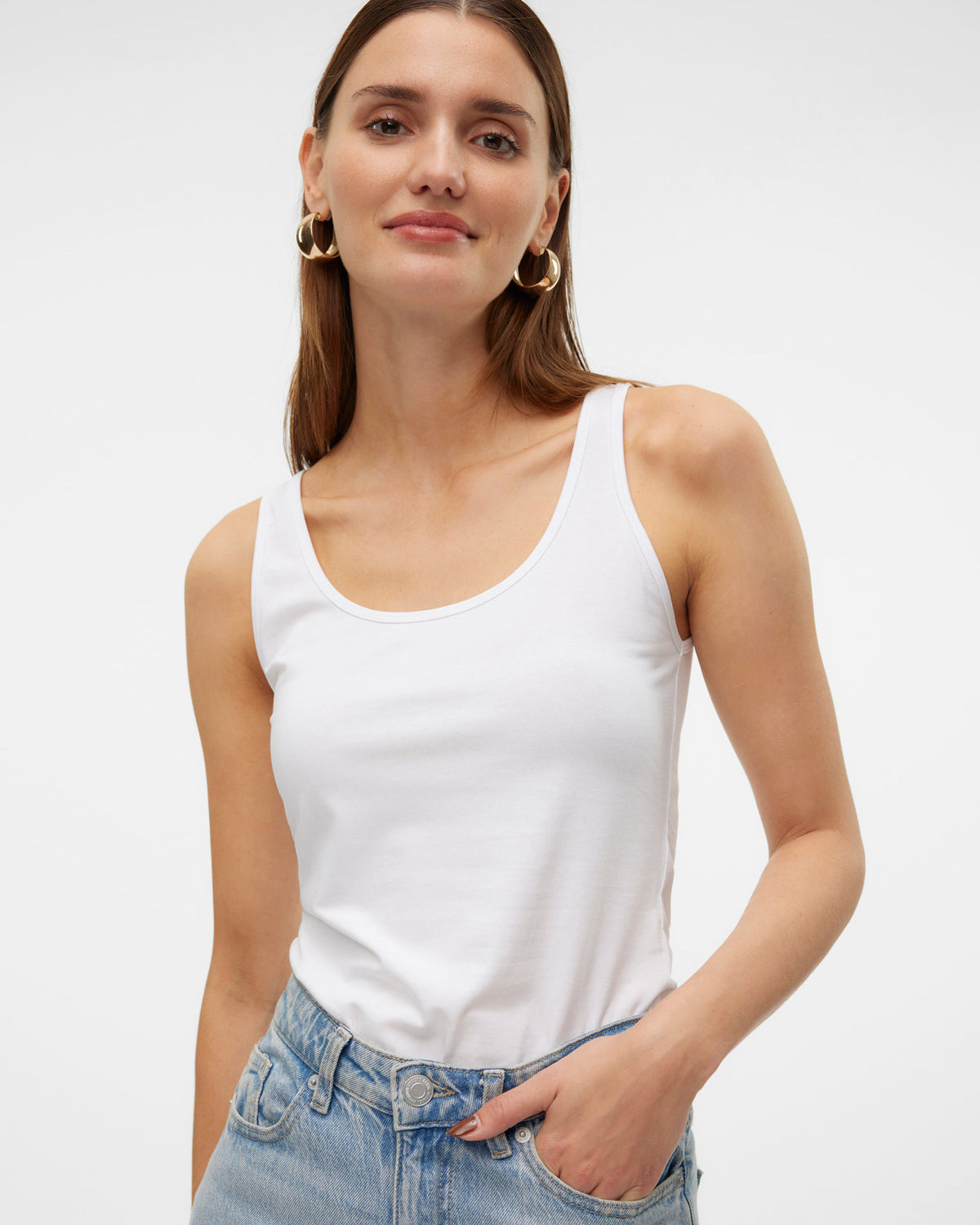 The Lulu Long Tank Top: Bright White