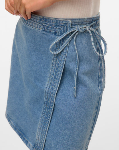 The Liza Short Denim Wrap Skirt