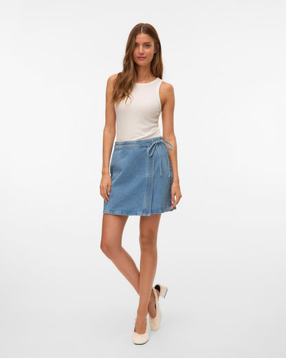 The Liza Short Denim Wrap Skirt