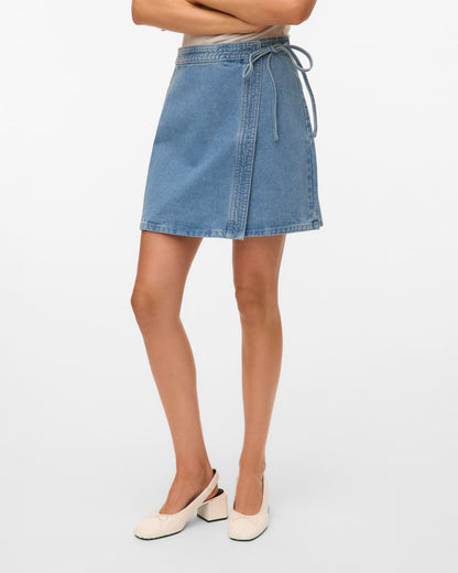 The Liza Short Denim Wrap Skirt