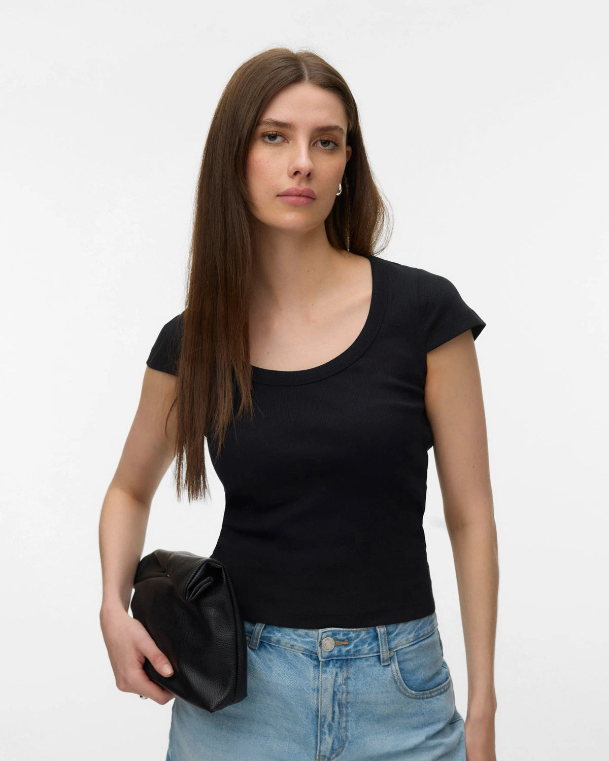 The Chloe U-Neck Fitted Top: Black