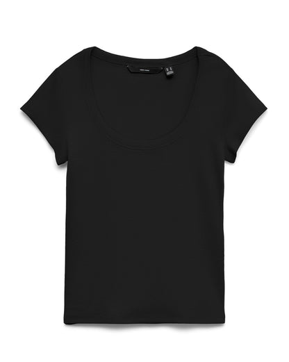 The Chloe U-Neck Fitted Top: Black