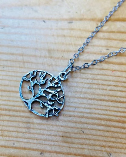 Oval Tree Of Life Silver Short Necklace