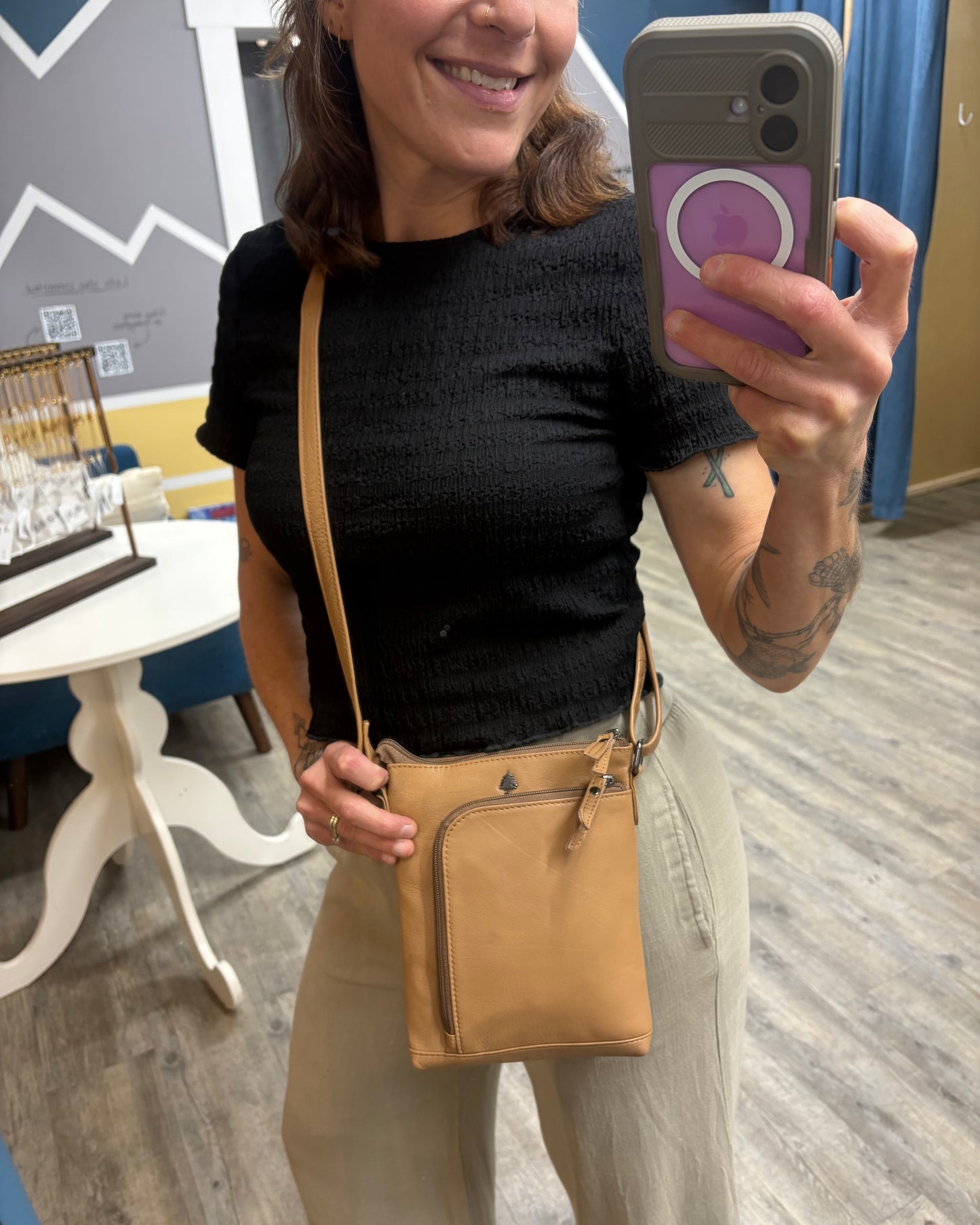 Iris Leather Crossbody Bag: 2 COLORS