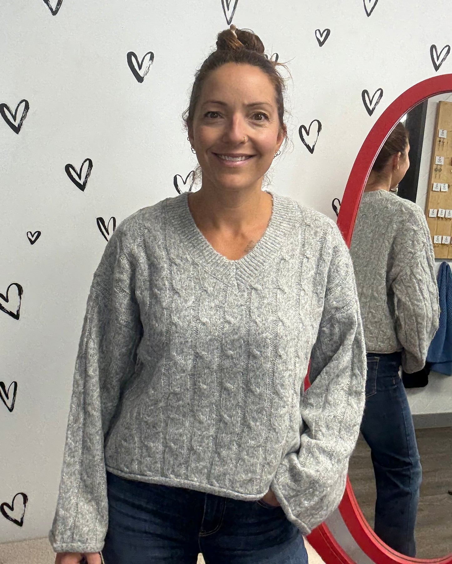The Meloise V-Neck Cable Knit Sweater