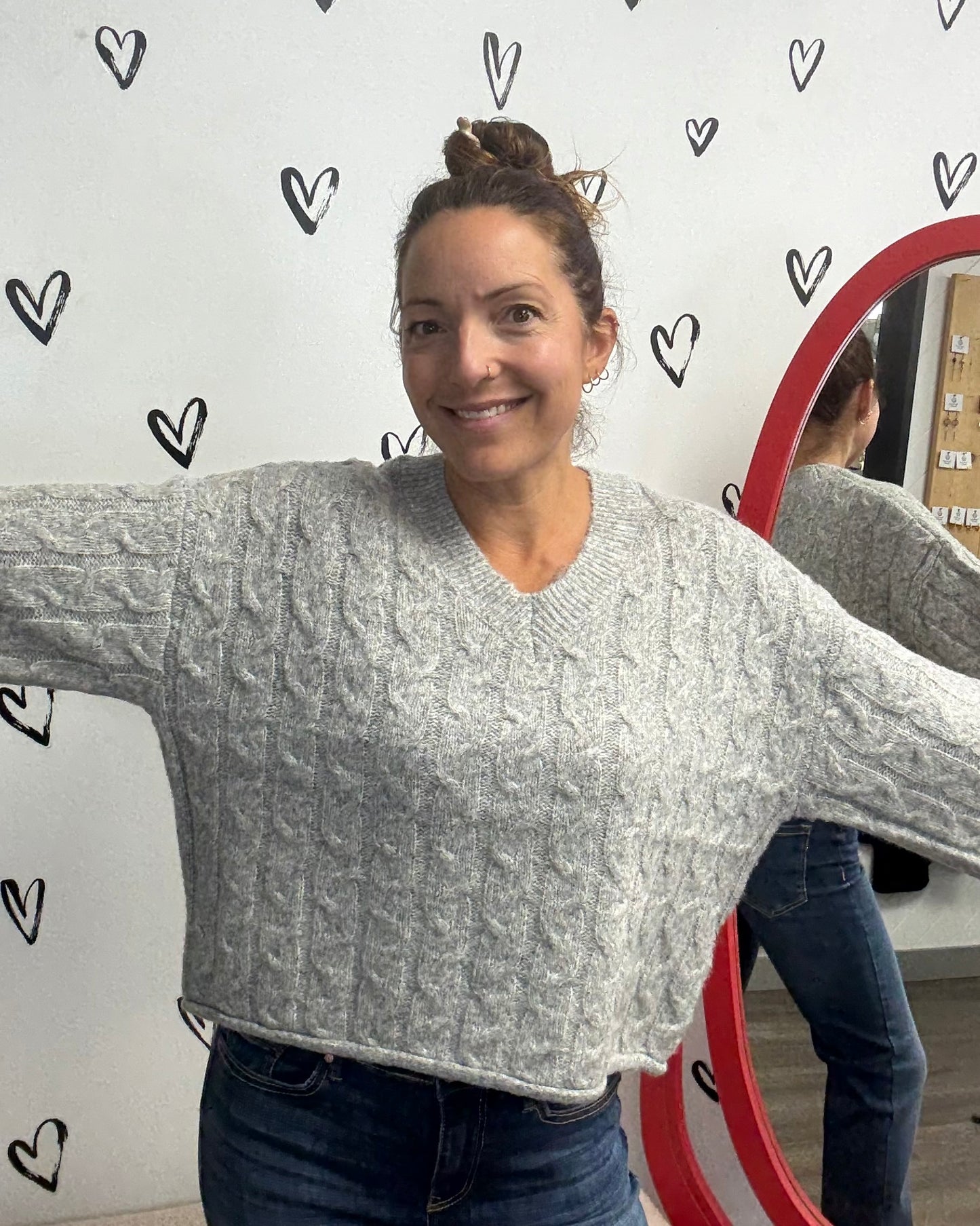 The Meloise V-Neck Cable Knit Sweater