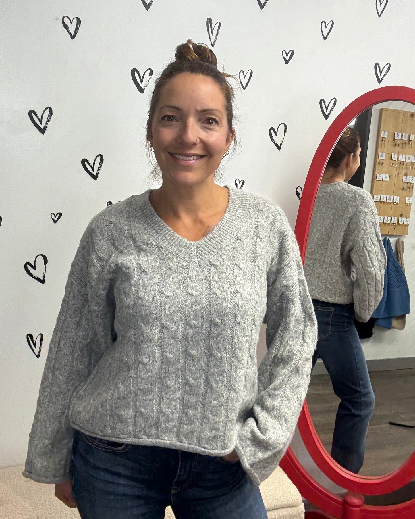 The Meloise V-Neck Cable Knit Sweater