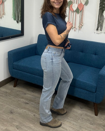 The Flash Mid Rise Light Blue Straight Jean