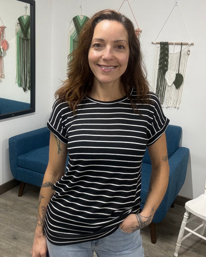 The Brianna Short Sleeve Stripe Top