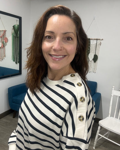 The Tony Long Sleeve Stripe Button Sweatshirt