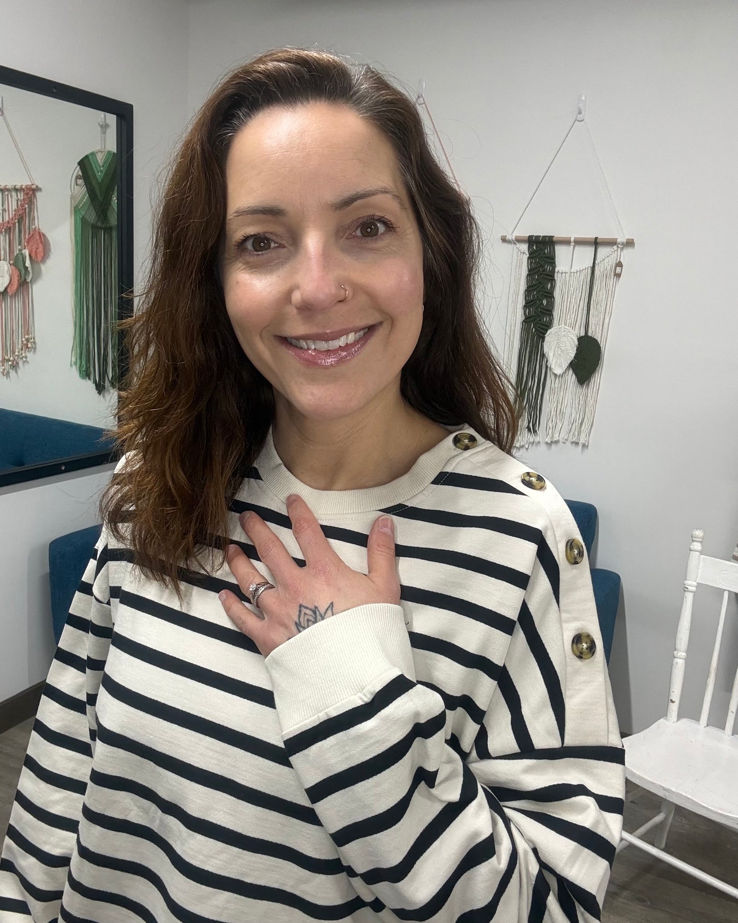 The Tony Long Sleeve Stripe Button Sweatshirt