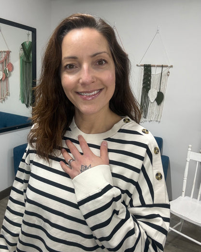 The Tony Long Sleeve Stripe Button Sweatshirt