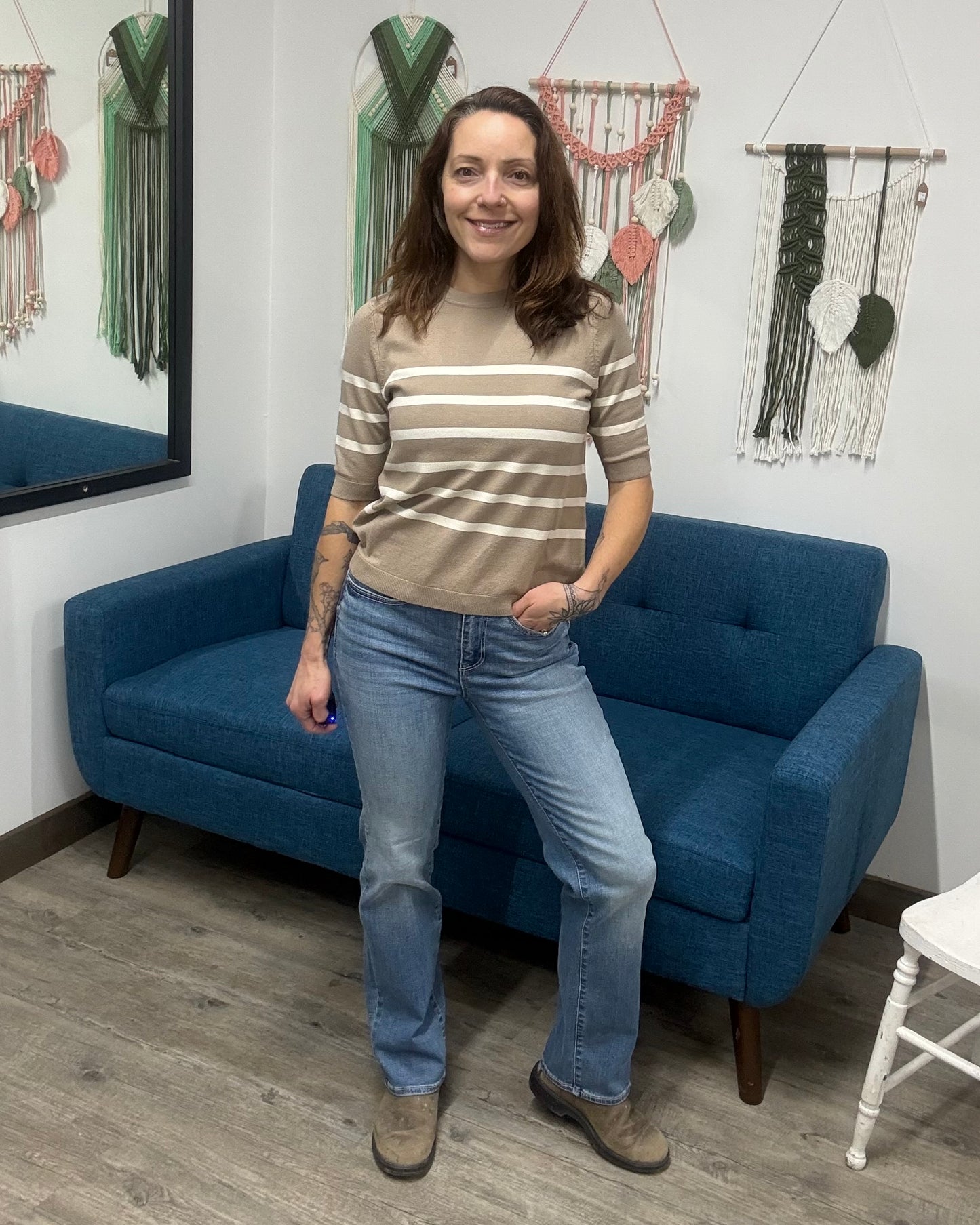 The Flash Mid Rise Medium Blue Straight Jean