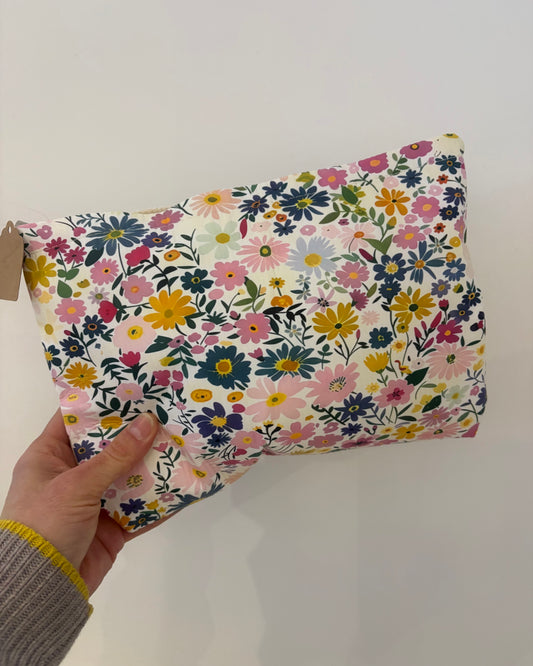Bright Floral Corduroy Cosmetic Bag