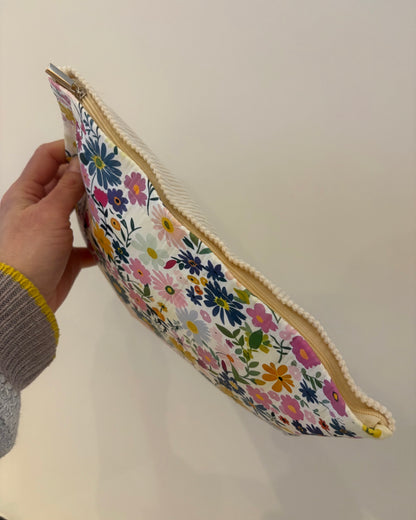 Bright Floral Corduroy Cosmetic Bag