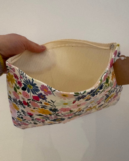 Bright Floral Corduroy Cosmetic Bag