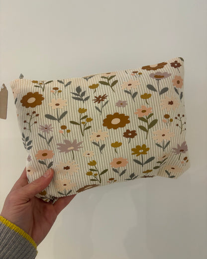 Neutral Floral Corduroy Cosmetic Bag