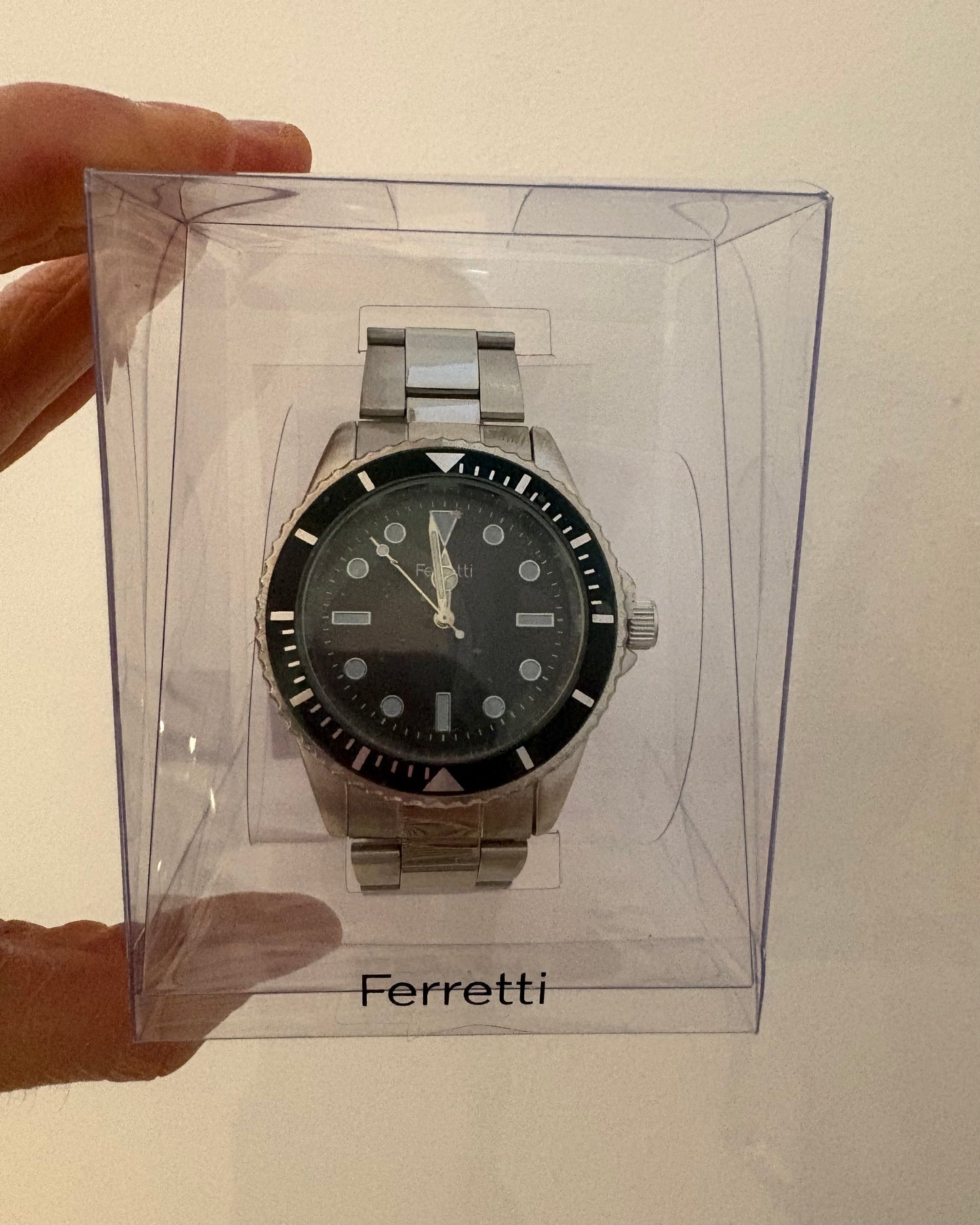 Men's Silver Sunray + Black Face Analog Watch