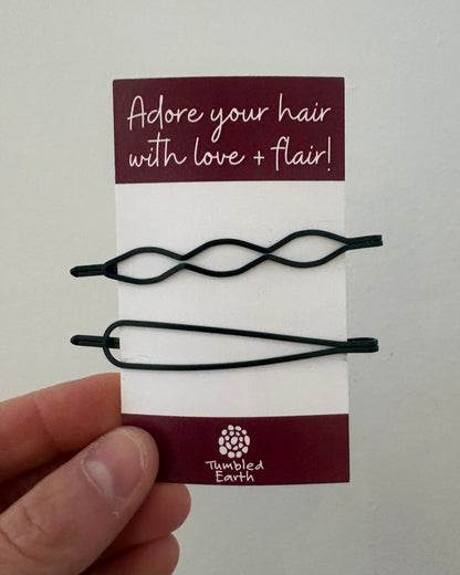 Black Geometric Bobby Pin Set