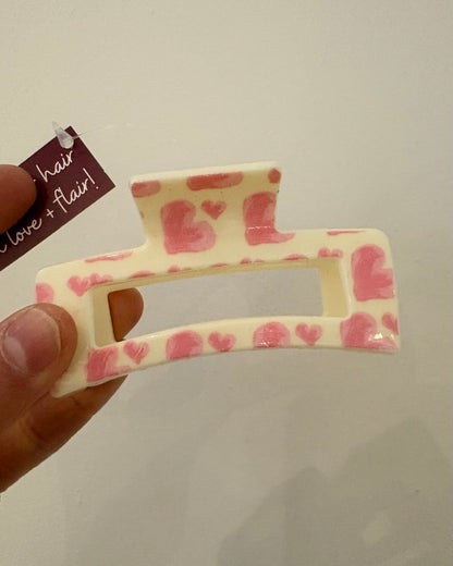 Rectangle Claw Clip - Heart Collection
