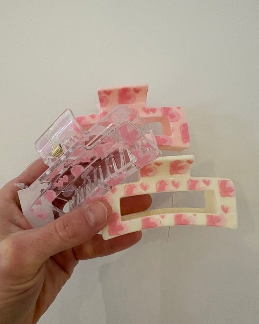 Rectangle Claw Clip - Heart Collection
