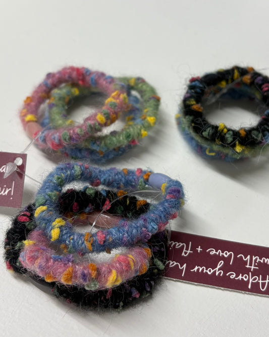 Colorful Wool Scrunchies - 3 pack