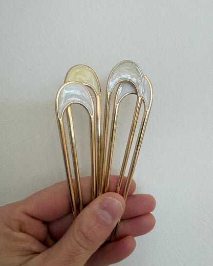 Pearl Inlay Metal French Hair Pin
