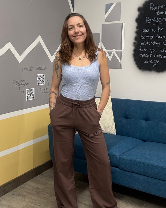 The Caia Organic Cotton + Linen Wide Pant: 2 COLORS