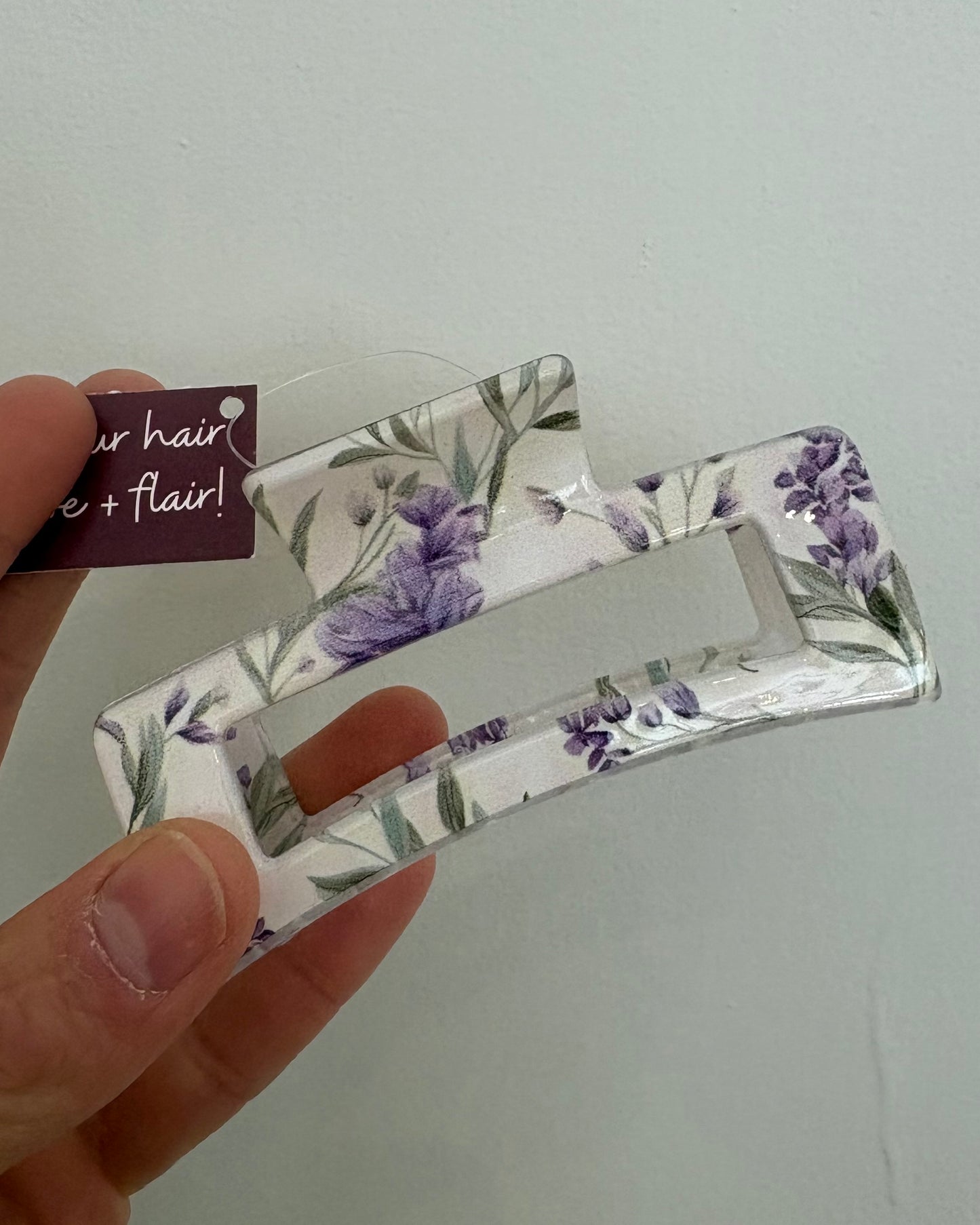 Floral Rectangle Claw Clip