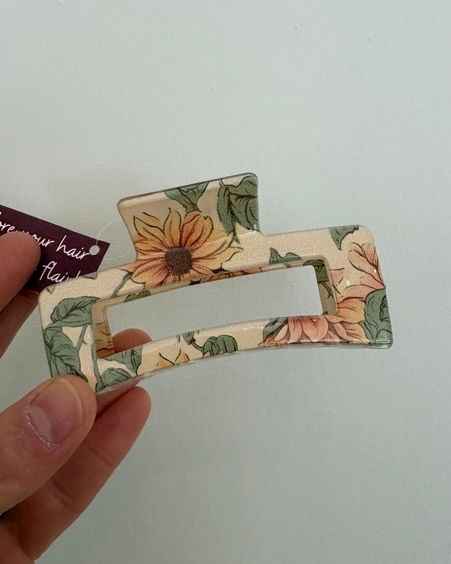 Floral Rectangle Claw Clip