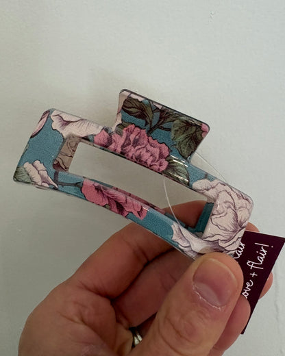 Floral Rectangle Claw Clip